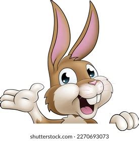 Easter Bunny Rabbit Cartoon Character Peeking Stock Vector (Royalty ...