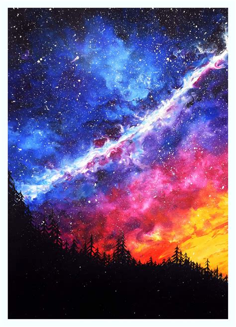 Galaxy Print Milky Way Painting Galaxy Art Starry Sky - Etsy Singapore