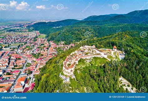 Aerial View of Rasnov Fortress in Romania Stock Image - Image of ...