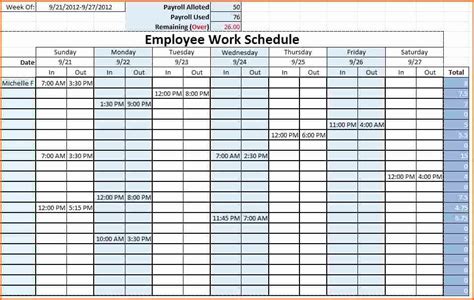 Weekly Staffing Schedule Template