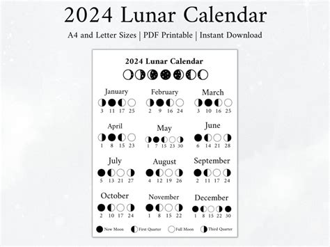 Free Printable Moon Calendar 2024 | Printable Calendar 2024