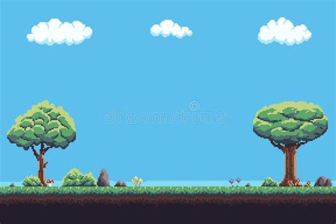 Pixel Game Background stock vector. Illustration of outdoor - 99785784