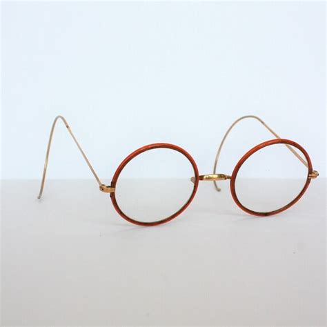 Antique Vintage Eyewear Eyeglasses Round Light Brown … - Gem