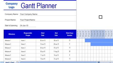 Gantt Chart with Milestones - Excel templates