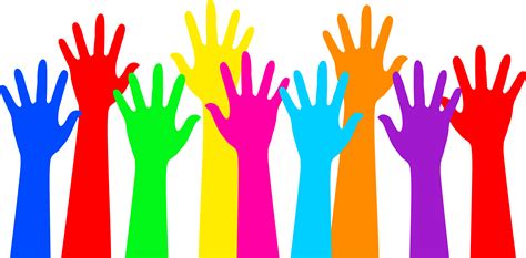 Rainbow Colored Raised Hands Clipart - Full Size Clipart (#76182 ...