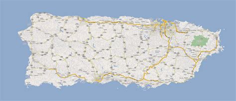 Detailed road map of Puerto Rico with cities. Puerto Rico detailed road ...