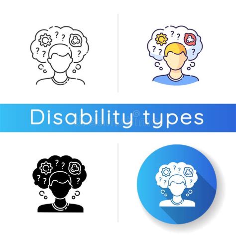 Intellectual Disability Blue Flat Design Long Shadow Glyph Icon Stock ...