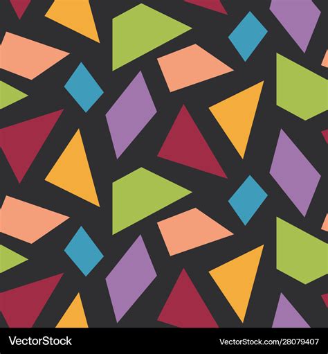 Bright simple shapes on black seamless pattern Vector Image