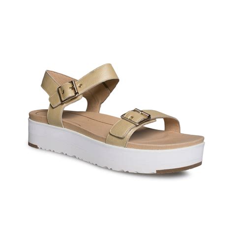 UGG Angie Metallic Gold Sandals - Women's - MyCozyBoots