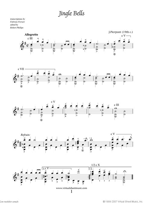 Easy Christmas Guitar Sheet Music Songs, Printable [PDF]