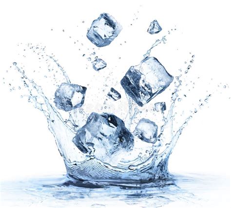 Ice Cubes Fall in Cold Water with Splash Stock Image - Image of drop ...