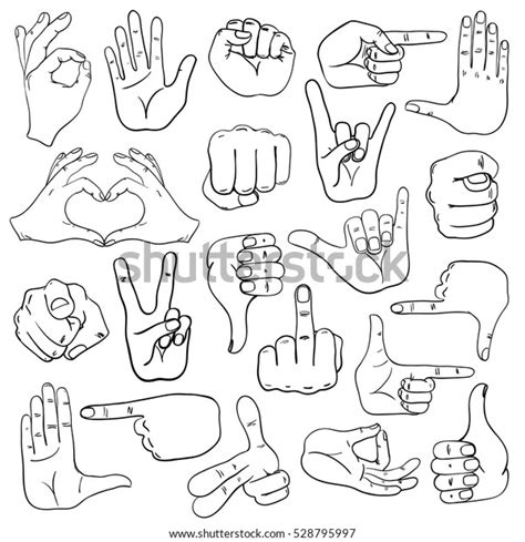 Set Sketch Human Hands Icons Emoji Stock Vector (Royalty Free ...