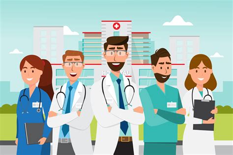 Set of doctor cartoon characters. Medical staff team concept in front ...