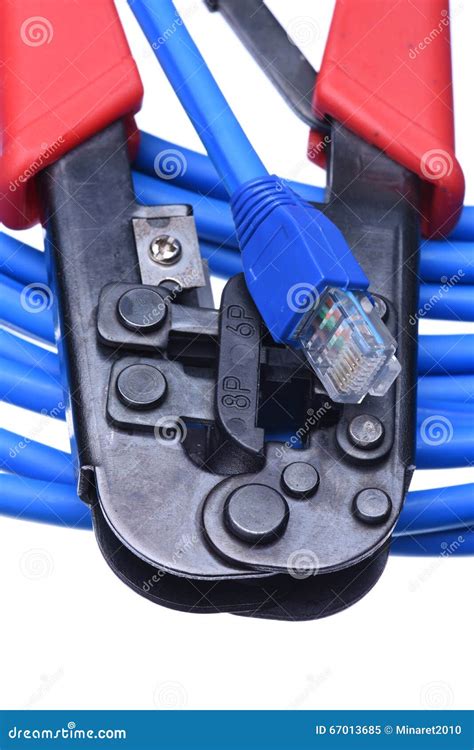 Crimping Tool with Network Cable Stock Image - Image of industry ...