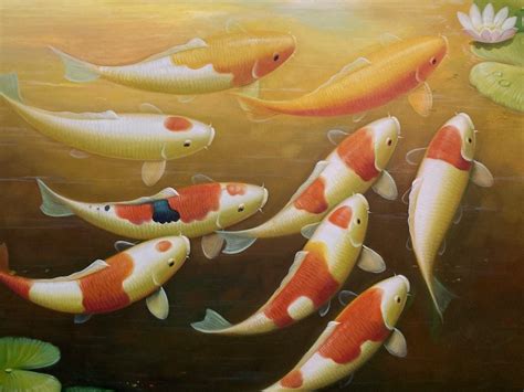 Feng Shui Koi Fish Painting, Furniture & Home Living, Home Decor, Wall ...