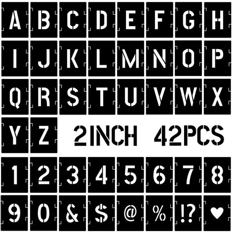 Buy 2 Inch Letter Stencils Symbol Numbers Craft Stencils, 42 Pcs ...