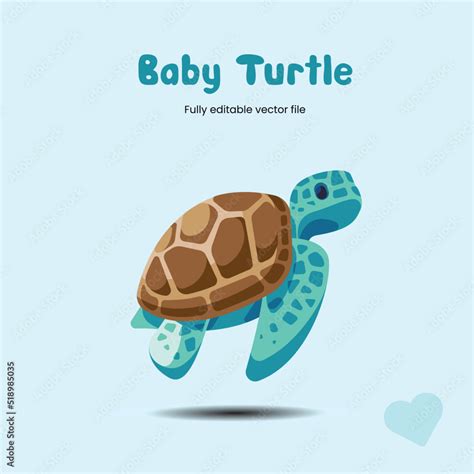 cute baby sea turtle vector illustration clipart | fully editable Stock ...