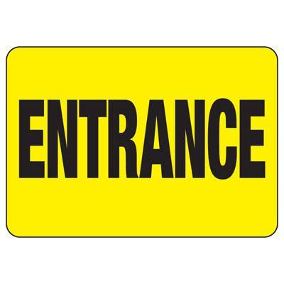 Entrance Safety Signs - Black on Yellow | Emedco