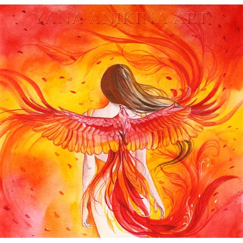 Phoenix Goddess Painting Fine Art Phoenix Woman Art Original - Inspire ...