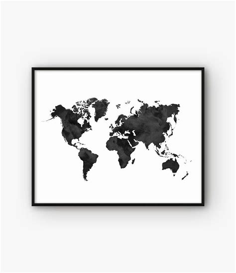 Watercolor World Map Print, World Map Wall Art, Printable Wall Art ...