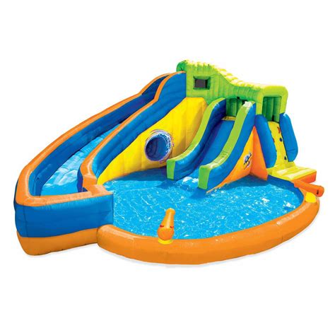 Banzai Pipeline Twist Kids Inflatable Outdoor Water Pool Aqua Park and ...