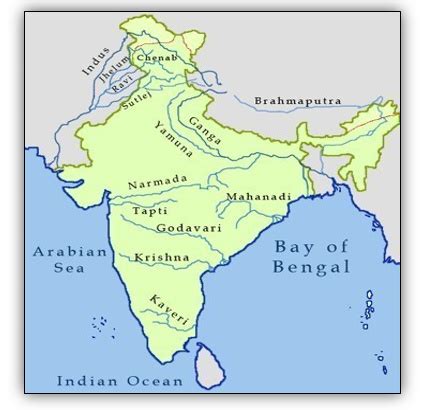 Indian Political Map With Rivers