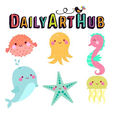 Cute Sea Animals Clip Art Set – Daily Art Hub // Graphics, Alphabets & SVG