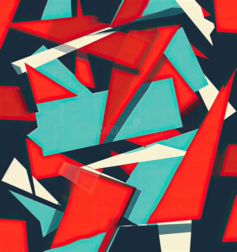 Abstract Red and Blue Shapes Painting Stock Illustration - Illustration ...