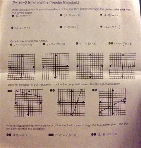 Point-Slope Form of Equation of a Line Worksheets - Worksheets Library