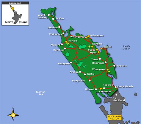 Bay Of Islands New Zealand Map - TravelsFinders.Com