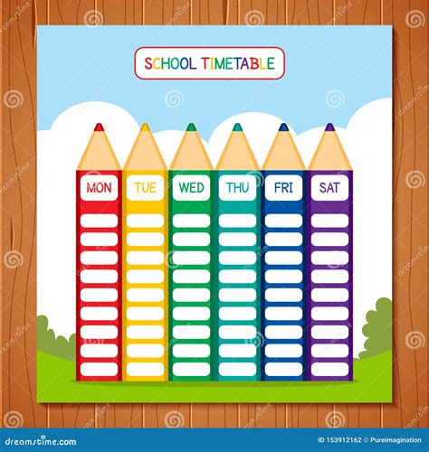 School Timetable Template, a Weekly Curriculum Design Stock Vector ...