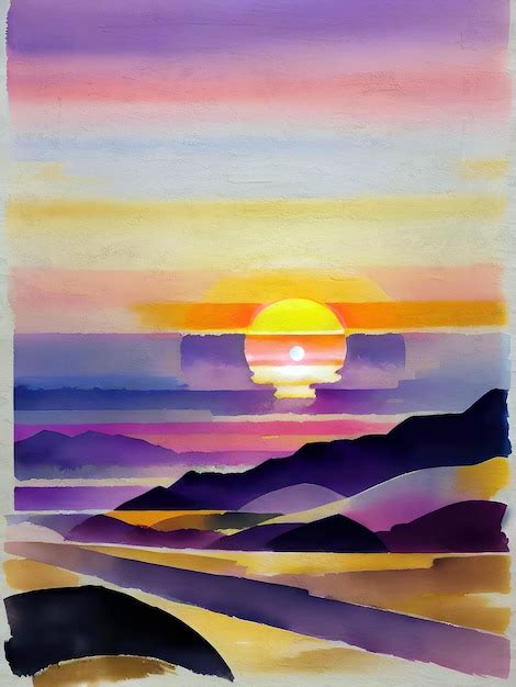 Premium Photo | Watercolor sunset painting abstract illustration ...