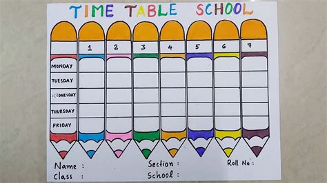 School Time Table Design // Beautiful Time Table design for Class ...