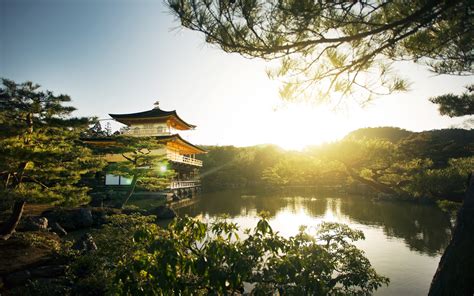 landscape, Nature, Sunrise, Park, Kyoto, Trees, Lake, Pagoda, Japan ...