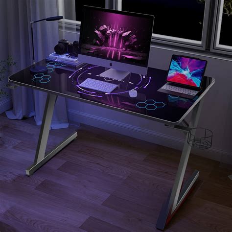 Elecwish Glass RGB Gaming Desk S-001- Elevate Your Gaming Setup