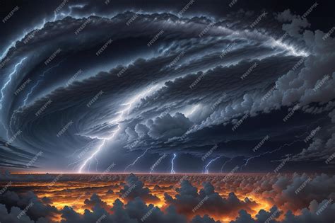 Premium AI Image | A storm in the sky with a lightning bolt in the sky