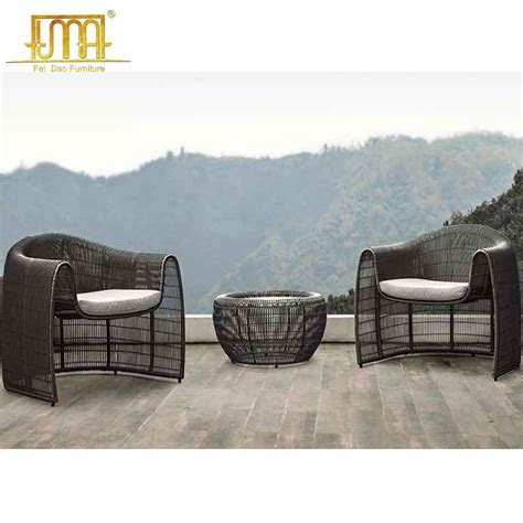 Black Metal Patio Chair Wicker Outdoor Furniture-Feidao