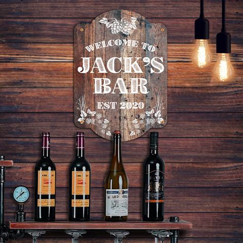 Personalised Rustic Wood Bar Sign 2 Wall Mounted Aluminium - Etsy