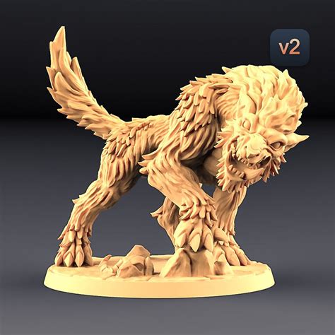 Giant Dire Wolf Premium Dnd Miniature Mini Sanded & Primed 28mm 32mm to ...