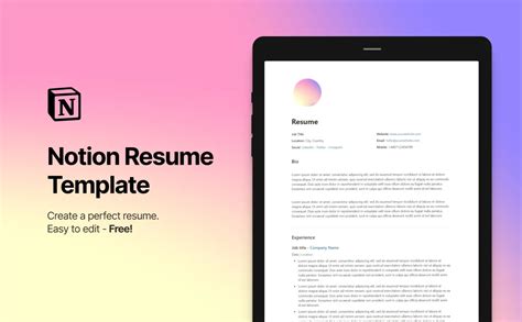 Notion - Resume Template - Notion Templates Hub