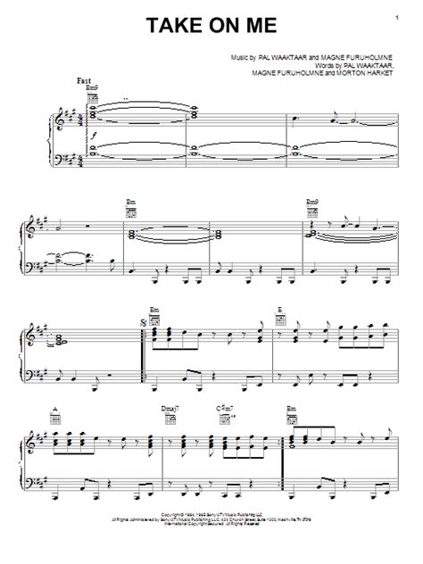 a-ha "Take On Me" Sheet Music Notes | Download Printable PDF Score 19427