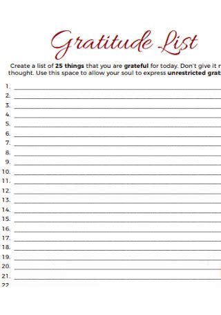 16+ SAMPLE Gratitude Lists in PDF | MS Word