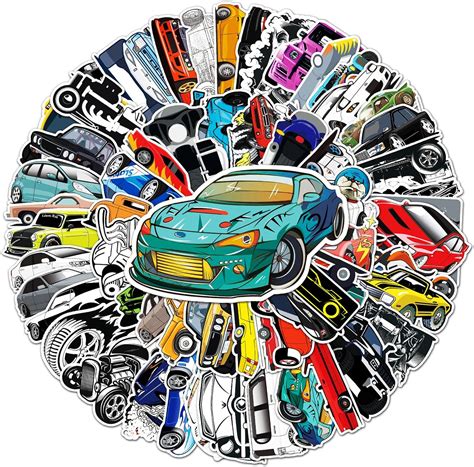 Amazon.com: 61pcs Modified Cars Speed and Passion Cartoon Doodle ...