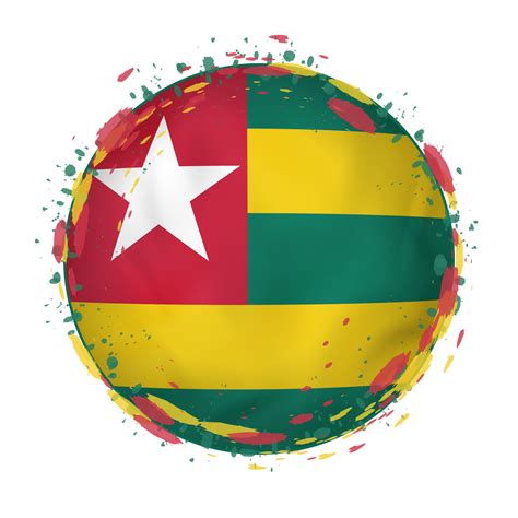 Round grunge flag of Togo with splashes in flag color. 20254512 Vector ...