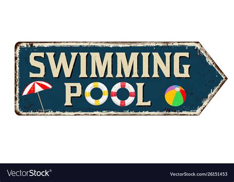 Swimming pool vintage rusty metal sign Royalty Free Vector