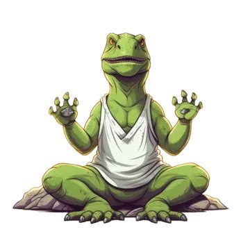 A Dinosaur Clip Art In Meditative Yoga Pose On Transparent Background ...