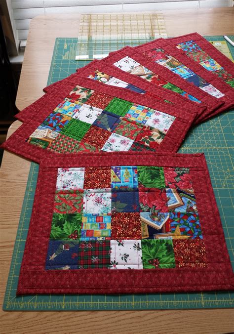 Scrappy Christmas Quilted Placemats | Christmas placemats, Placemats ...