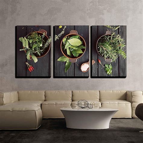 Wall26 3 Piece Canvas Wall Art - Mediterranean Herbs and Ingredients ...