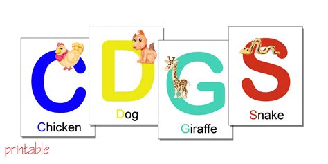 printables: alphabet flash cards with animals - printable PDF