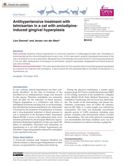 (PDF) Antihypertensive treatment with telmisartan in a cat with ...